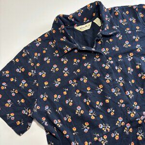 VINTAGE EDDIE BAUER FLORAL PRINT BUTTON UP COTTON POLO DRESS //